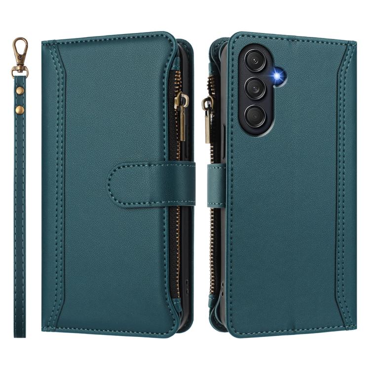 For Samsung Galaxy M55 / C55 5G Magnetic Closure 9 Card Slots Zipper Leather Case with Hand Strap