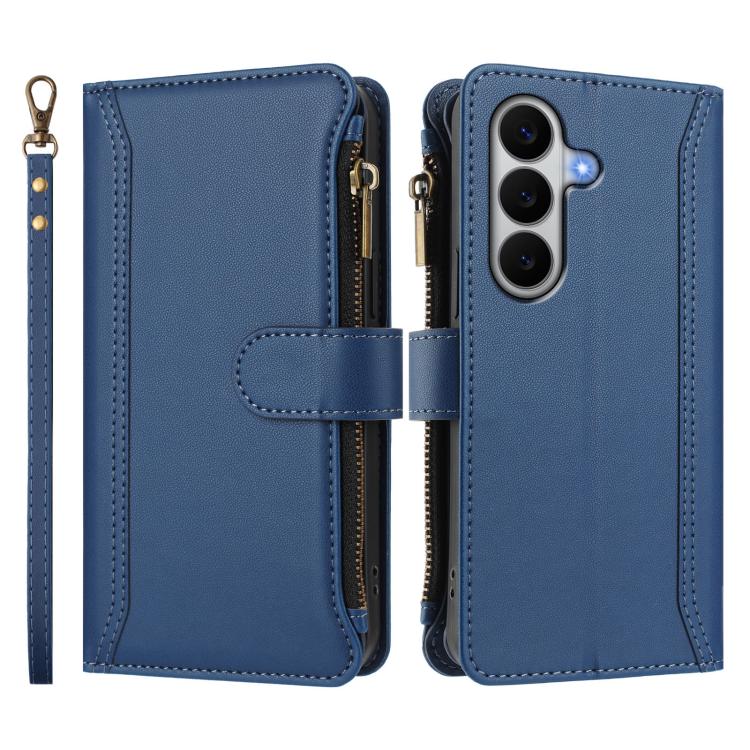 For Galaxy A27 5G Magnetic Closure 9 Card Slots Zipper Leather Case with Hand Strap