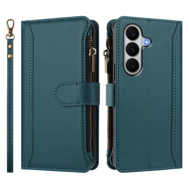 For Galaxy A27 5G Magnetic Closure 9 Card Slots Zipper Leather Case with Hand Strap