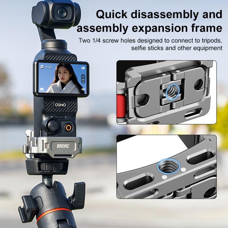For DJI Osmo Pocket 3 BRDRC Quick Assembly Multi-function Cold Shoe Extension Mount - Dark Grey