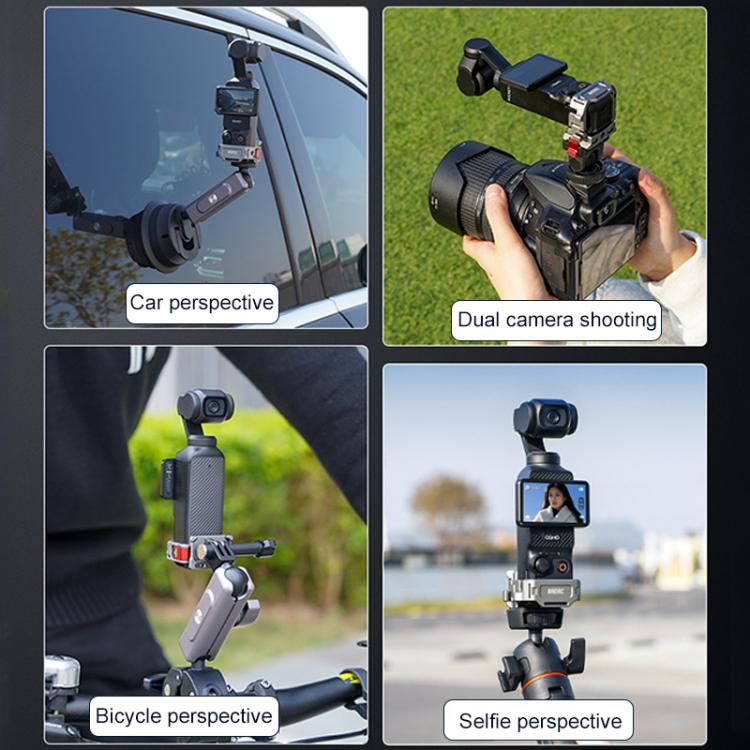 For DJI Osmo Pocket 3 BRDRC Quick Assembly Multi-function Cold Shoe Extension Mount - Dark Grey