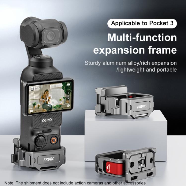 For DJI Osmo Pocket 3 BRDRC Quick Assembly Multi-function Cold Shoe Extension Mount - Dark Grey