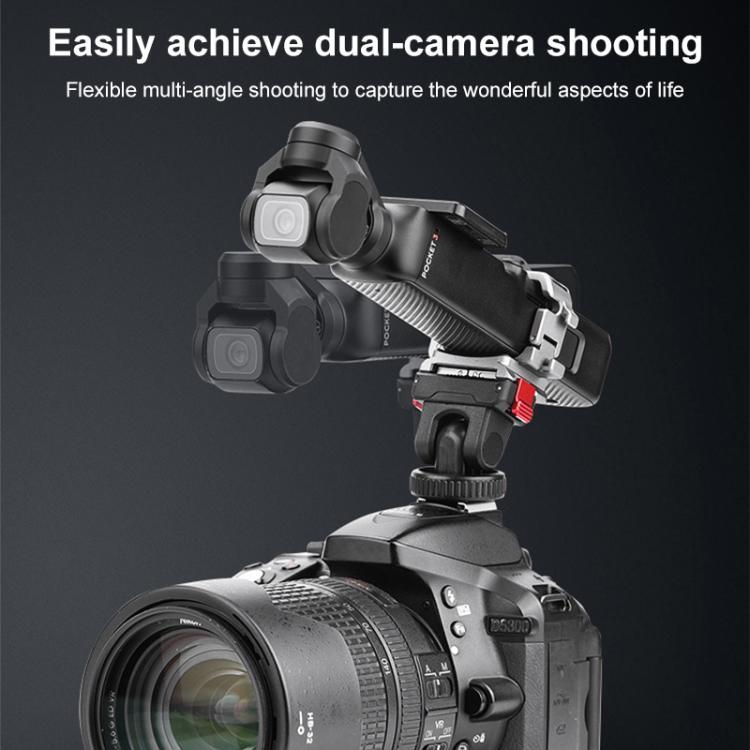 For DJI Osmo Pocket 3 BRDRC Quick Assembly Multi-function Cold Shoe Extension Mount - Dark Grey