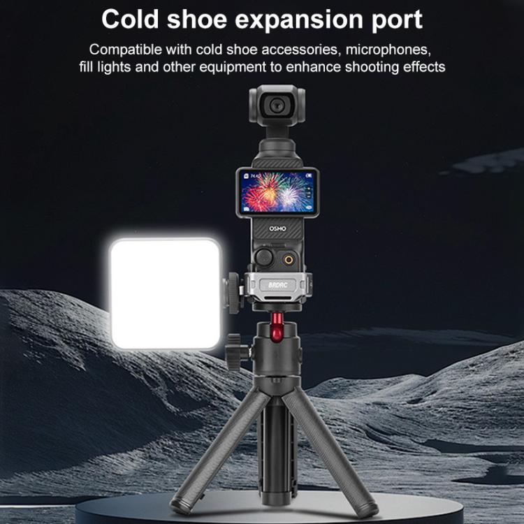 For DJI Osmo Pocket 3 BRDRC Quick Assembly Multi-function Cold Shoe Extension Mount - Dark Grey