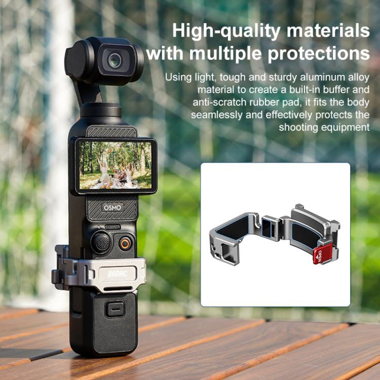 For DJI Osmo Pocket 3 BRDRC Quick Assembly Multi-function Cold Shoe Extension Mount - Dark Grey