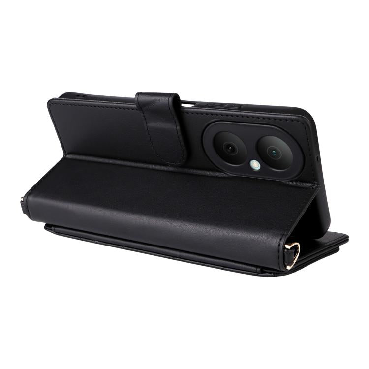 For Huawei Enjoy 80 4G / nova Y73 4G Multifunctional 6-Card Slots Leather Phone Case with Wrist Strap