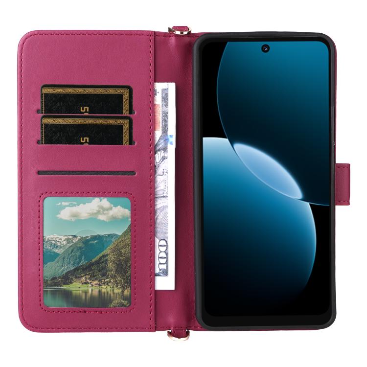For Huawei Enjoy 80 4G / nova Y73 4G Multifunctional 6-Card Slots Leather Phone Case with Wrist Strap
