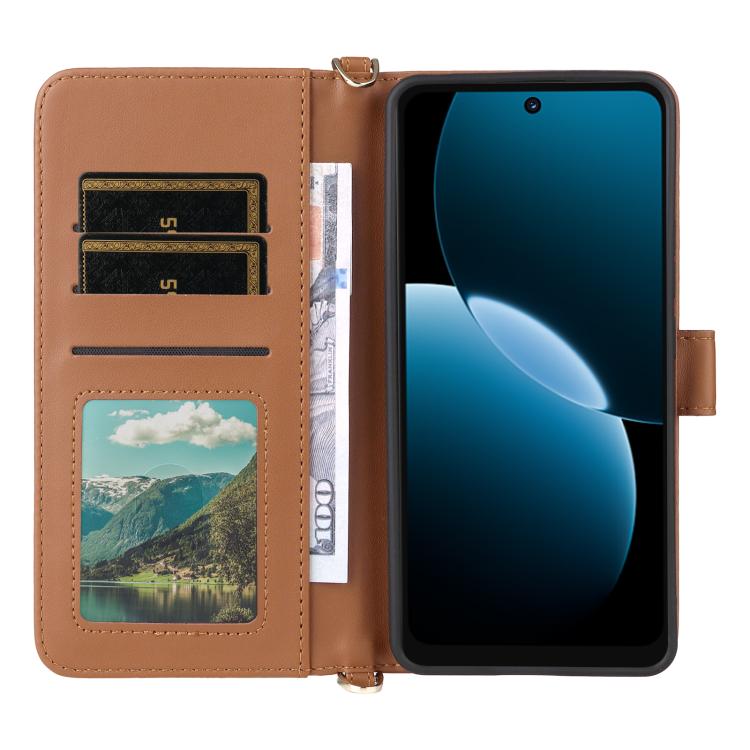For Huawei Enjoy 80 4G / nova Y73 4G Multifunctional 6-Card Slots Leather Phone Case with Wrist Strap