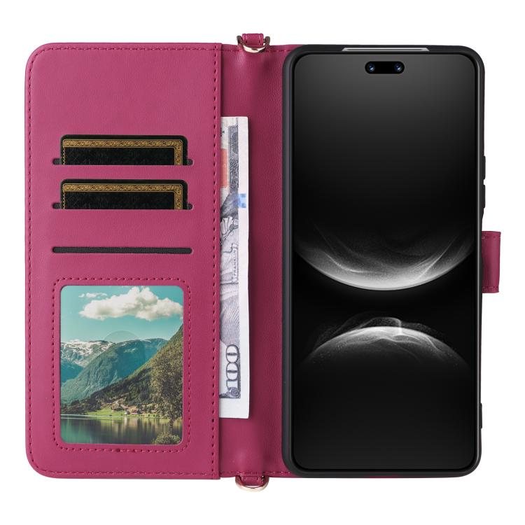For Huawei nova 14 5G Multifunctional 6-Card Slots Leather Phone Case with Wrist Strap