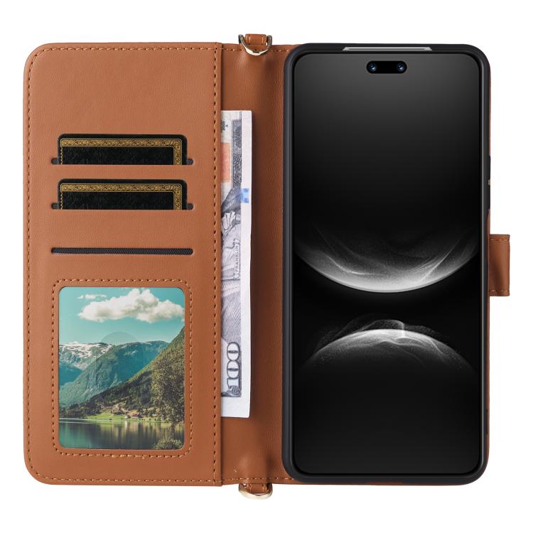 For Huawei nova 14 5G Multifunctional 6-Card Slots Leather Phone Case with Wrist Strap