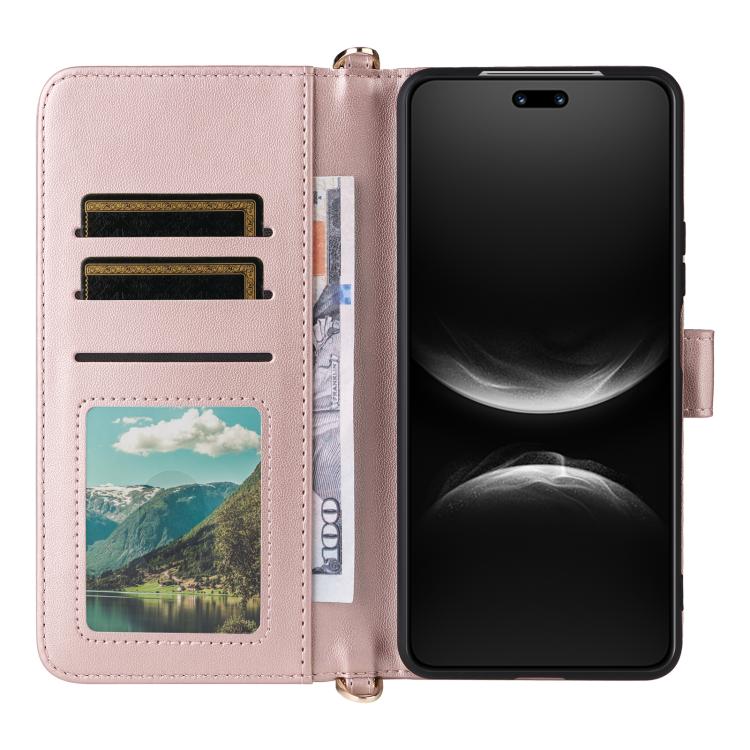 For Huawei nova 14 Pro 5G Multifunctional 6-Card Slots Leather Phone Case with Wrist Strap
