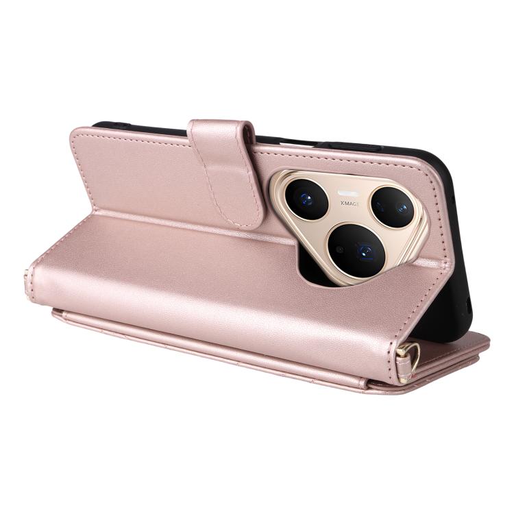 For Huawei Pura 80 Pro 5G / 80 Pro+ 5G Multifunctional 6-Card Slots Leather Phone Case with Wrist Strap