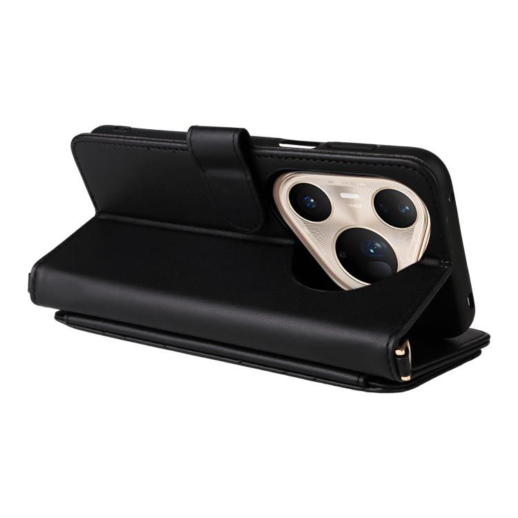For Huawei Pura 80 Ultra 5G Multifunctional 6-Card Slots Leather Phone Case with Wrist Strap