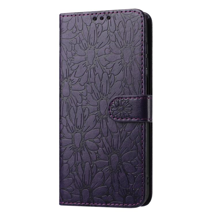 For iPhone 16 Pro Daisy Embossed Leather Phone Case