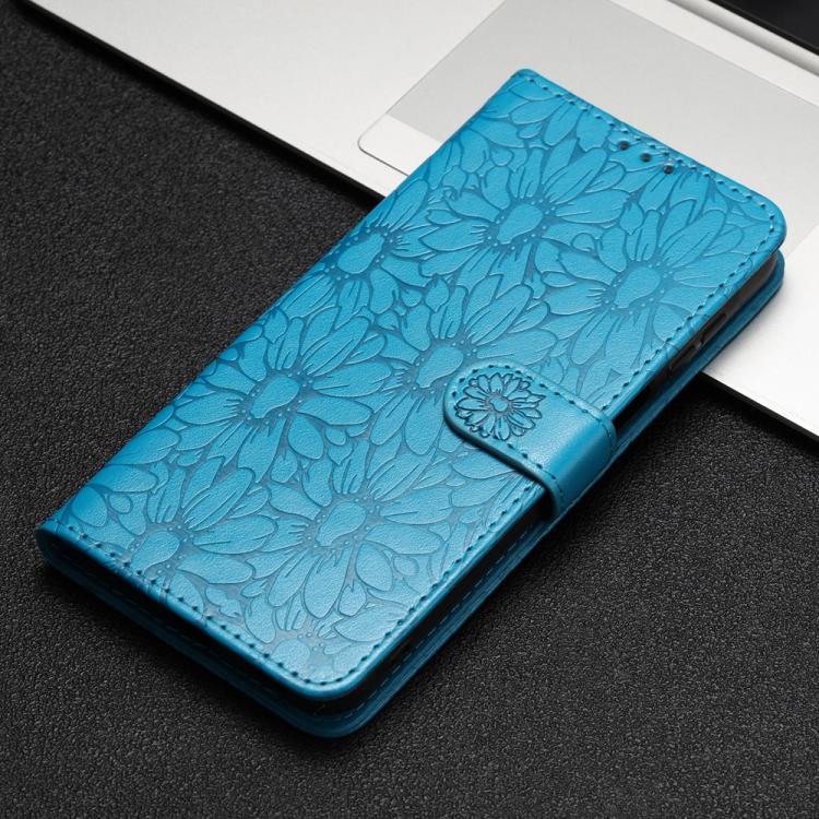 For iPhone 15 Daisy Embossed Leather Phone Case