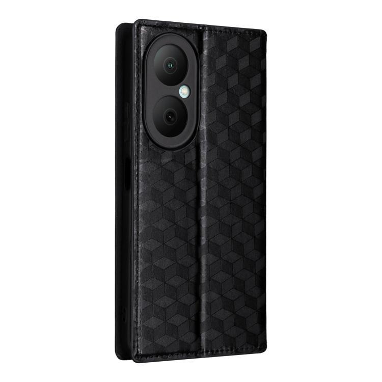 For Huawei Enjoy 80 4G / nova Y73 4G Cubic Grid Texture Flip Leather Phone Case