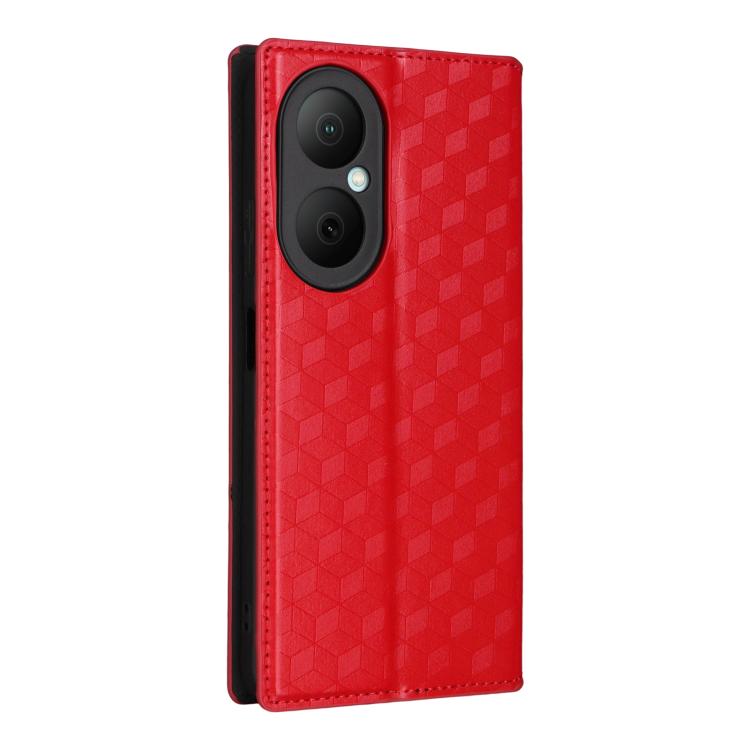 For Huawei Enjoy 80 4G / nova Y73 4G Cubic Grid Texture Flip Leather Phone Case