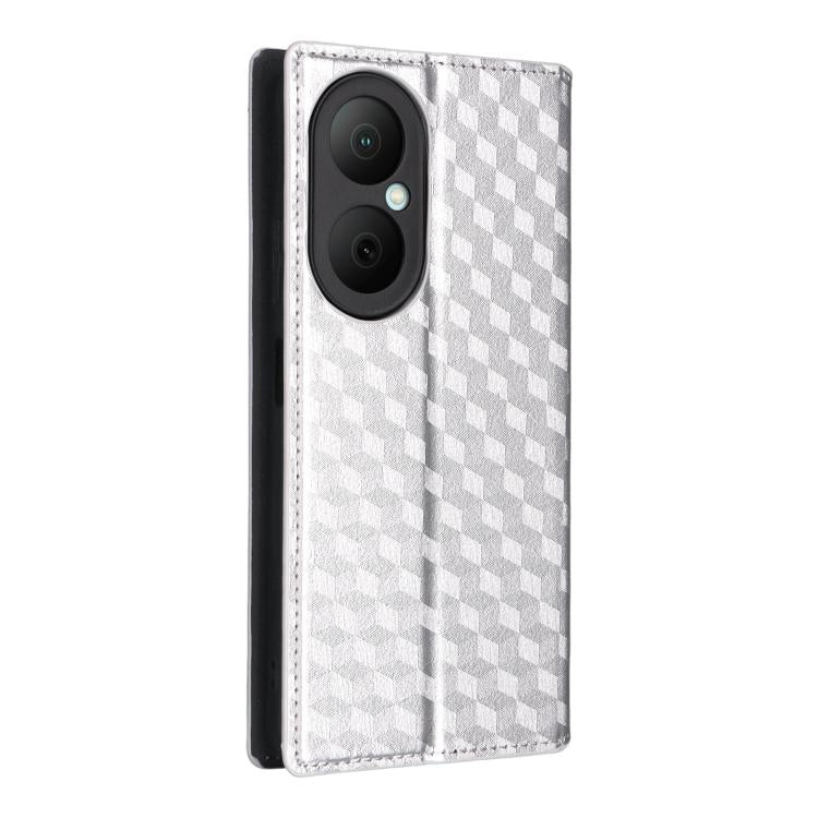 For Huawei Enjoy 80 4G / nova Y73 4G Cubic Grid Texture Flip Leather Phone Case