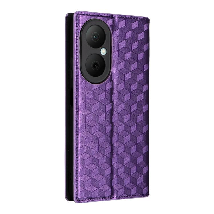 For Huawei Enjoy 80 4G / nova Y73 4G Cubic Grid Texture Flip Leather Phone Case