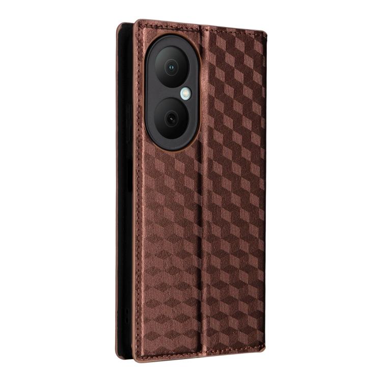 For Huawei Enjoy 80 4G / nova Y73 4G Cubic Grid Texture Flip Leather Phone Case