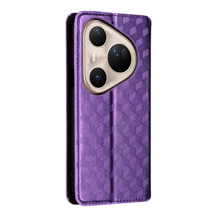 For Huawei Pura 80 Ultra 5G Cubic Grid Texture Flip Leather Phone Case
