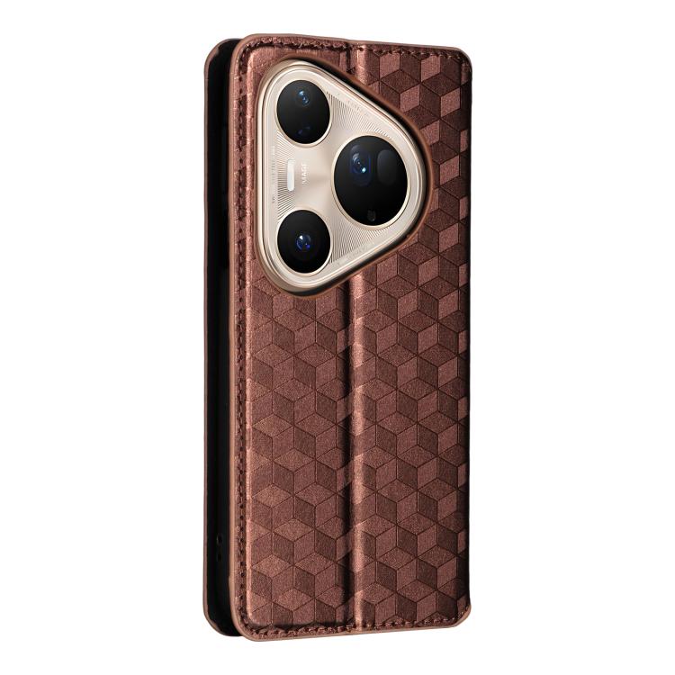 For Huawei Pura 80 Ultra 5G Cubic Grid Texture Flip Leather Phone Case