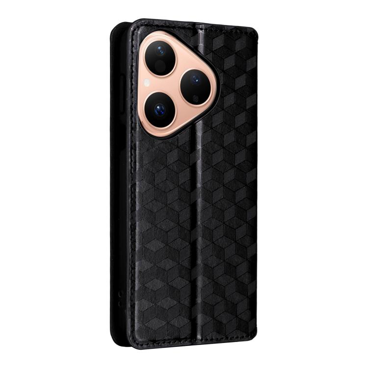 For Huawei Pura 80 5G Cubic Grid Texture Flip Leather Phone Case