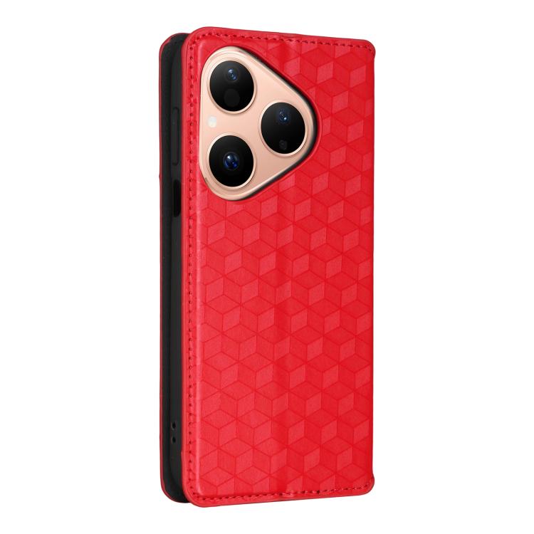 For Huawei Pura 80 5G Cubic Grid Texture Flip Leather Phone Case