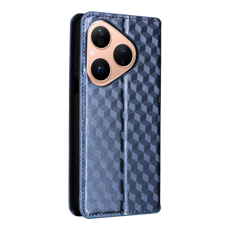 For Huawei Pura 80 5G Cubic Grid Texture Flip Leather Phone Case