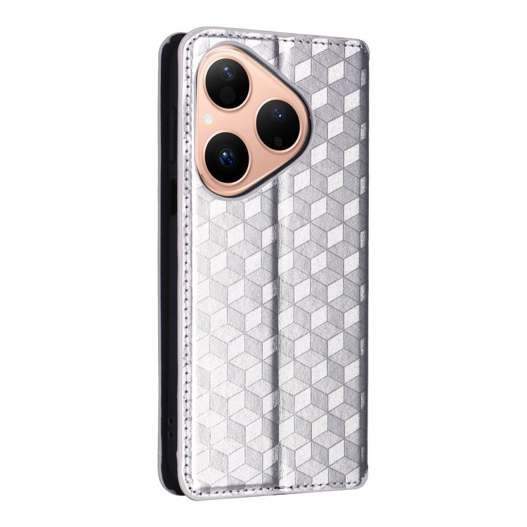 For Huawei Pura 80 5G Cubic Grid Texture Flip Leather Phone Case