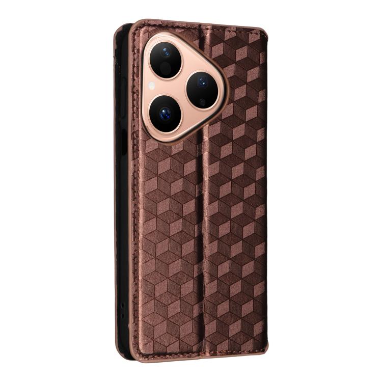For Huawei Pura 80 5G Cubic Grid Texture Flip Leather Phone Case