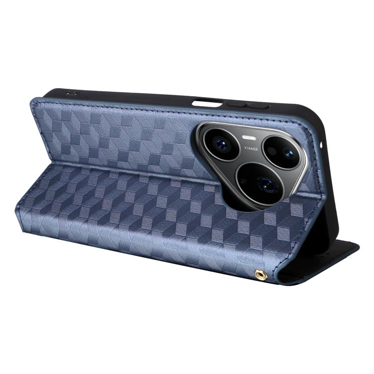 For Huawei Pura 90 Pro 5G Cubic Grid Texture Flip Leather Phone Case