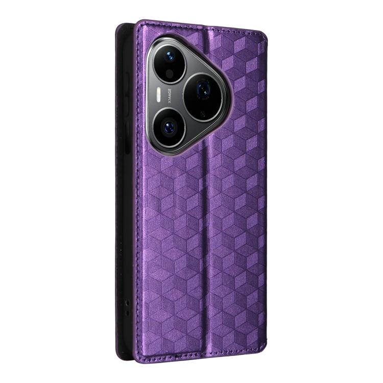For Huawei Pura 90 Pro 5G Cubic Grid Texture Flip Leather Phone Case