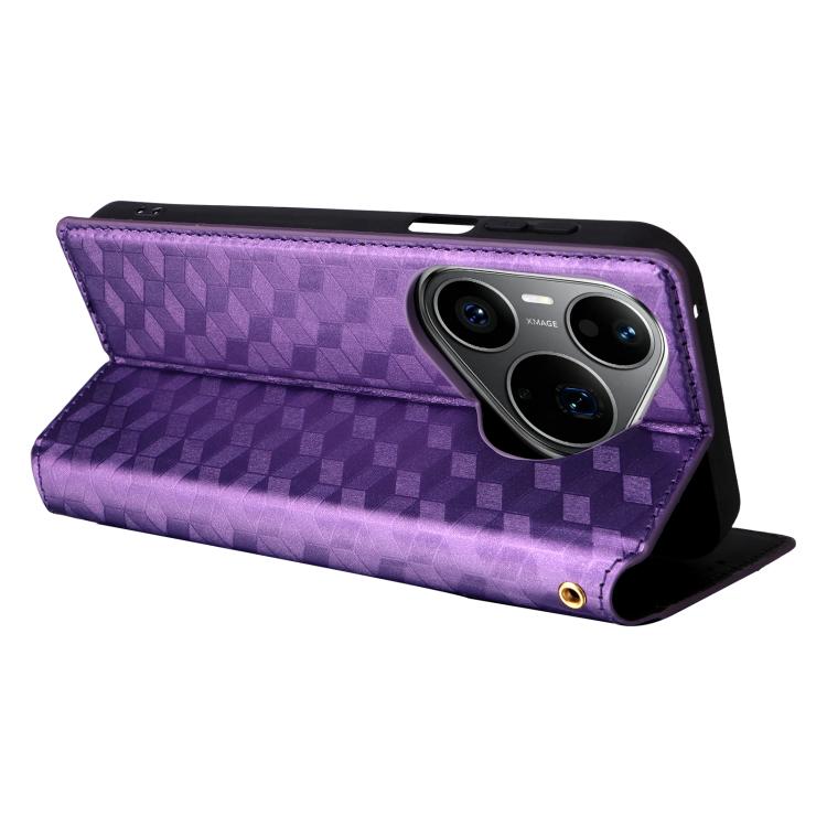 For Huawei Pura 90 Pro 5G Cubic Grid Texture Flip Leather Phone Case