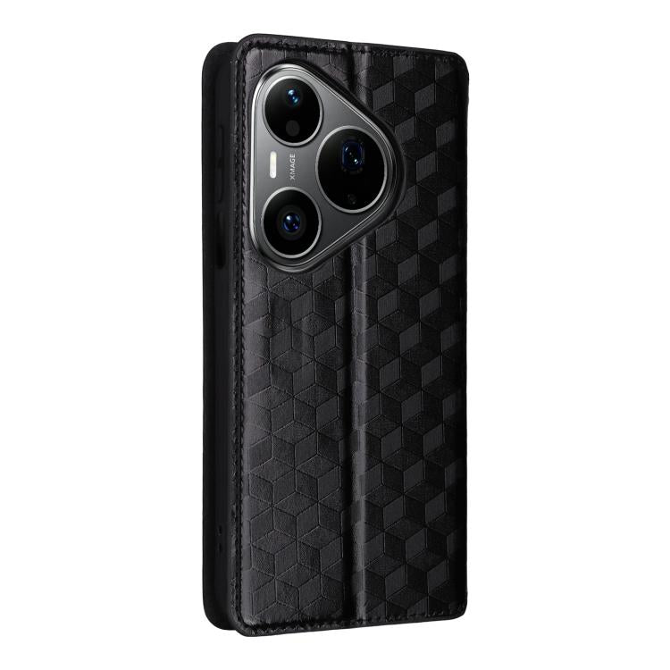 For Huawei Pura 90 Pro Max 5G Cubic Grid Texture Flip Leather Phone Case