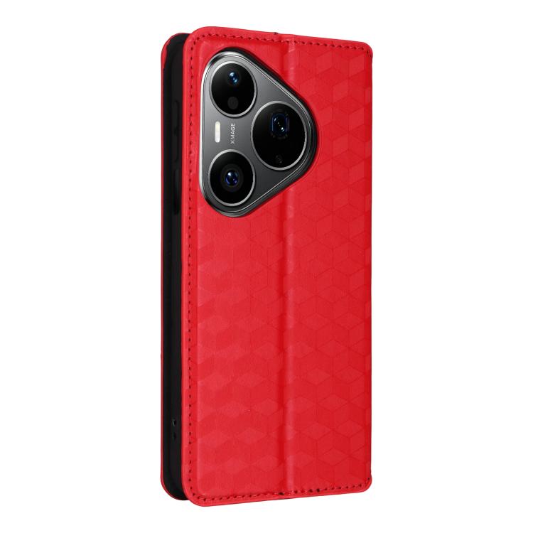 For Huawei Pura 90 Pro Max 5G Cubic Grid Texture Flip Leather Phone Case