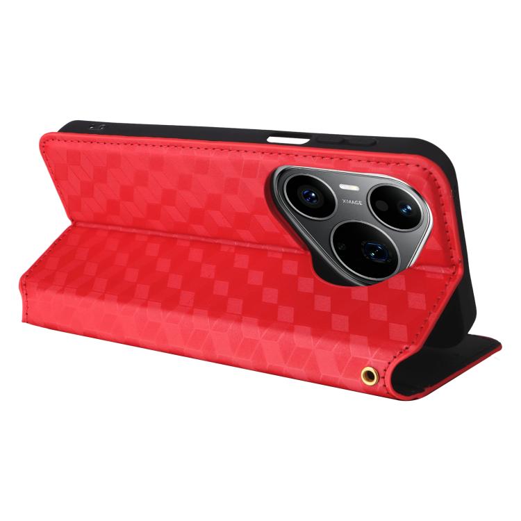 For Huawei Pura 90 Pro Max 5G Cubic Grid Texture Flip Leather Phone Case