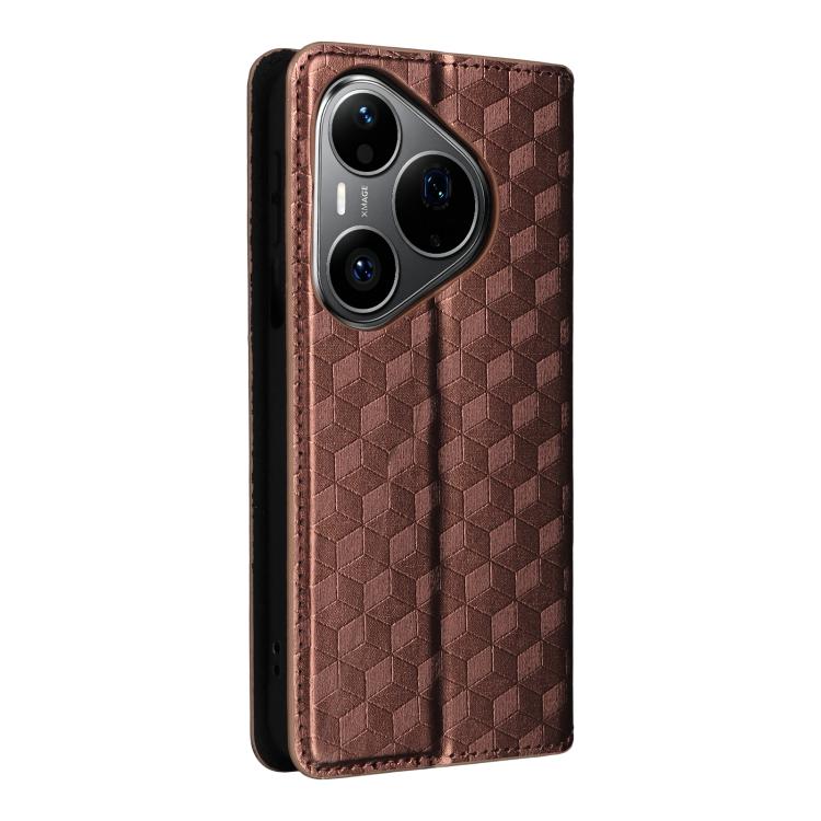 For Huawei Pura 90 Pro Max 5G Cubic Grid Texture Flip Leather Phone Case