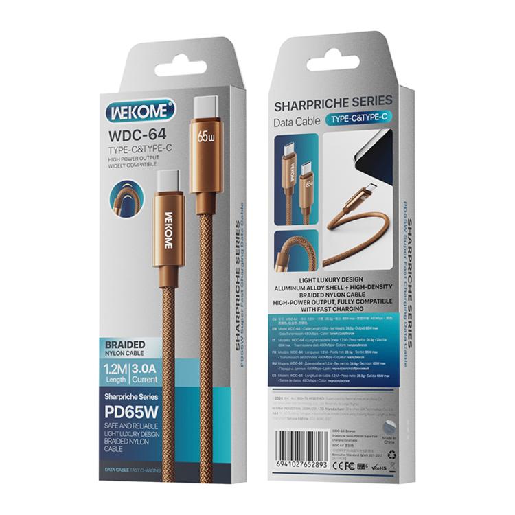 WK WDC-64 PD65W Type-C to Type-C Fast Charging Data Cable, Length: 1.2m