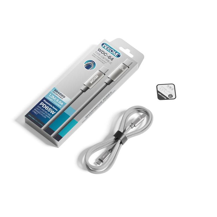 WK WDC-64 PD65W Type-C to Type-C Fast Charging Data Cable, Length: 1.2m