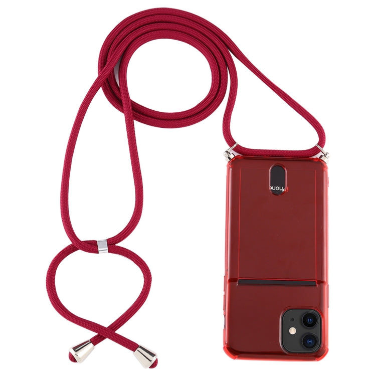 For iPhone 12 mini Transparent TPU Protective Case with Lanyard & Card Slot