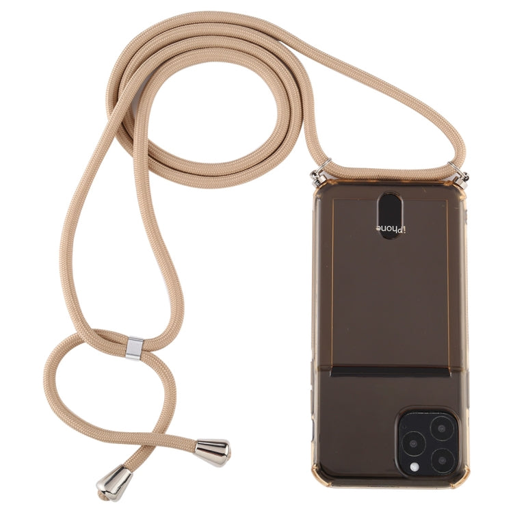 For iPhone 12 / 12 Pro Transparent TPU Protective Case with Lanyard & Card Slot