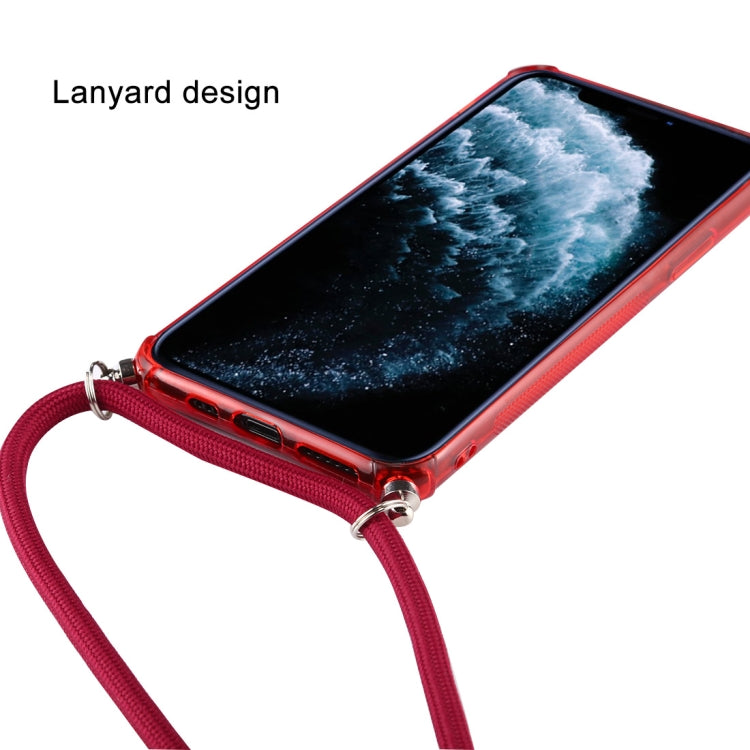 For iPhone 12 / 12 Pro Transparent TPU Protective Case with Lanyard & Card Slot