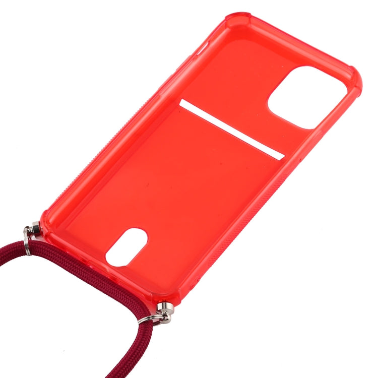 For iPhone 12 Pro Max Transparent TPU Protective Case with Lanyard & Card Slot