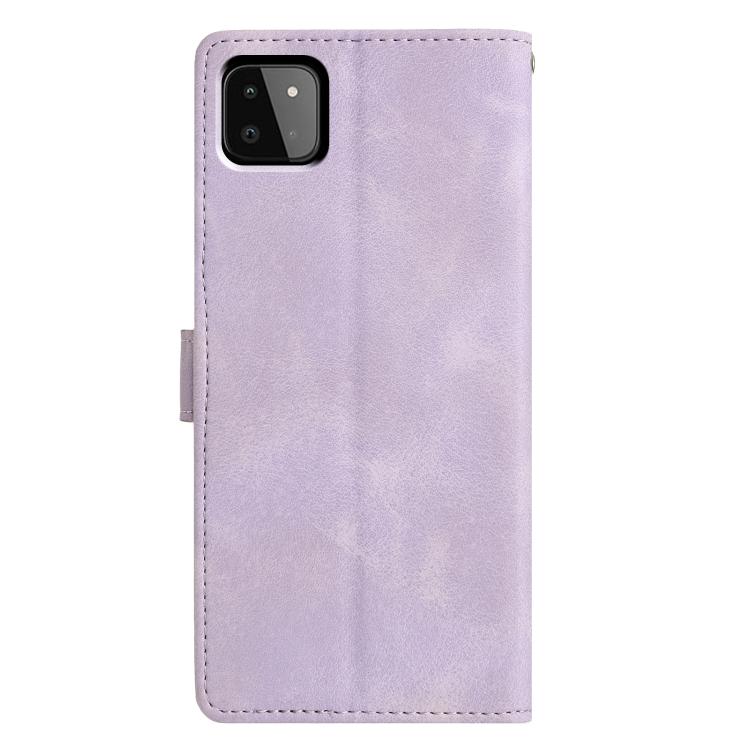 For Samsung Galaxy A22 5G Triangles Embossed Leather Phone Case