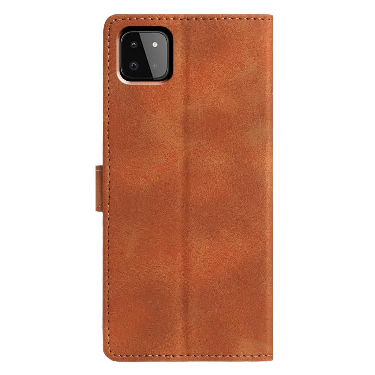 For Samsung Galaxy A22 5G Triangles Embossed Leather Phone Case
