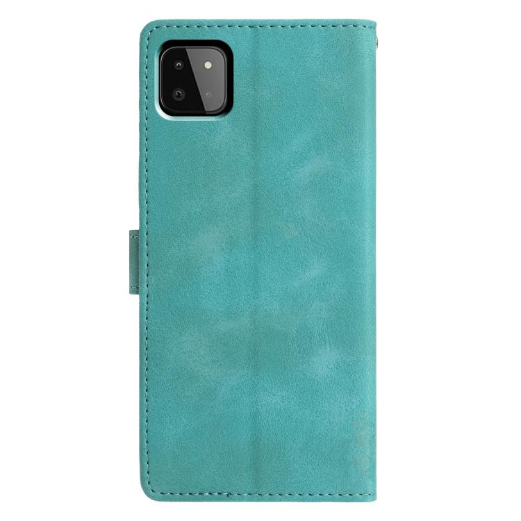 For Samsung Galaxy A22 5G Triangles Embossed Leather Phone Case