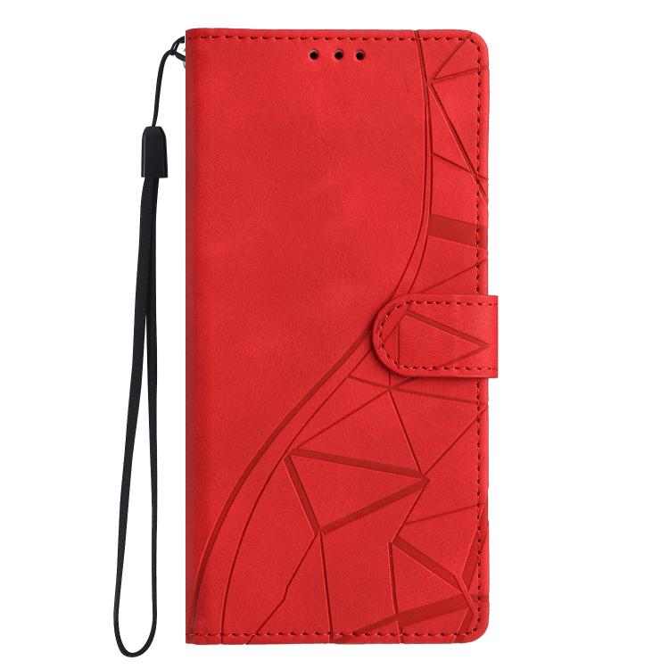 For Samsung Galaxy A02s 164mm Triangles Embossed Leather Phone Case
