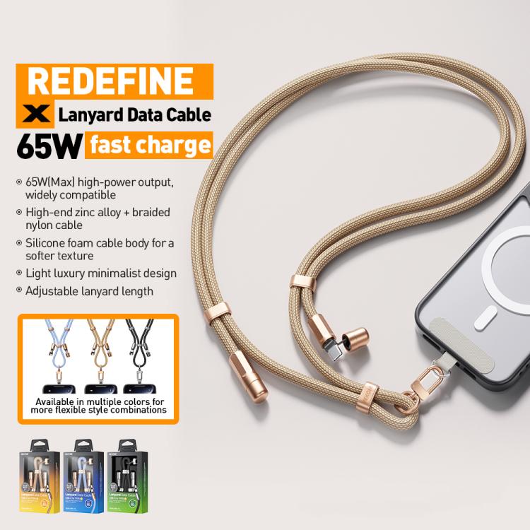 WK WDC-70 65W Type-C to Type-C Phone Lanyard Data Cable, Length: 1.6m
