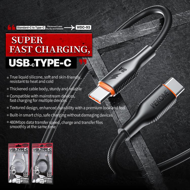 WK WDC-93 65W Type-C to Type-C Silicone Data Cable, Length: 1.2m